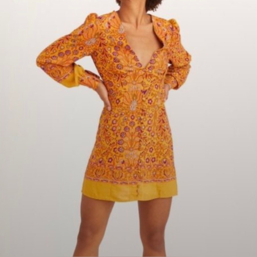 NWT Urban Outfitters V neck Mini Long Sleeves Boho Dress